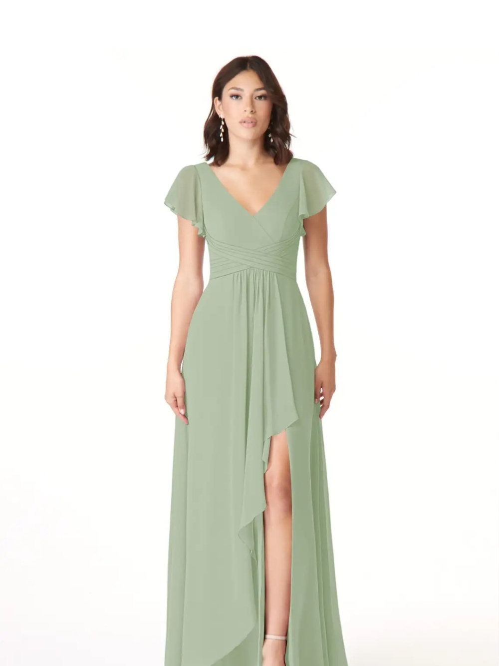 Light Sage Green Chiffon Dress Sleeve Size A4